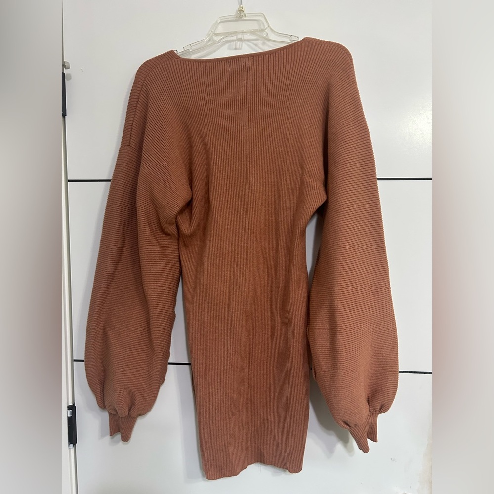 Altar'd State Warm Brown Knit Sweater Dress Women’s Size Large - Picture 4 of 5